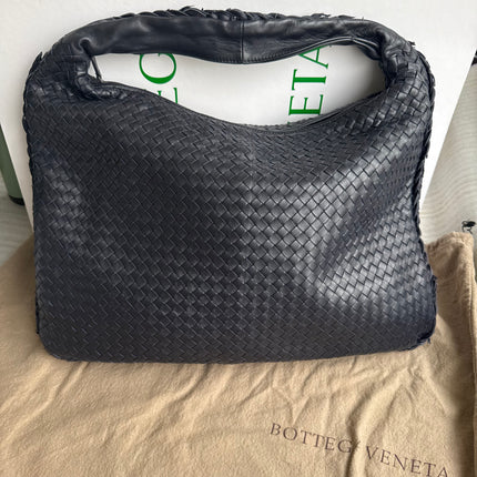 Bottega Veneta Hobo Maxi Midnight Navy Black leather Tiny Fringes 50cm