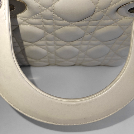 Lady Dior Small My Abcdior White Ecru Lambskin Cannage Leather