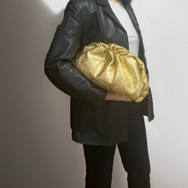 Sold Bottega Veneta Pouch Gold Leather