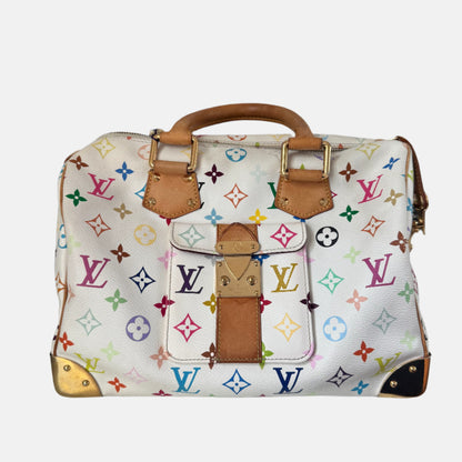 Louis Vuitton x Takashi Murakami Speedy 30 Lock White Multicolor-Luxbags