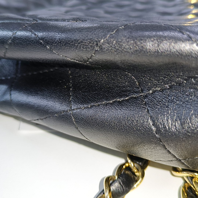 Sold Chanel Classic Flap Jumbo 2009 Black Lambskin Leather Single Flap with Gold Hardware