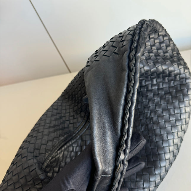 Sold Bottega Veneta Belly Hobo Intrecciato Leather Black Large 52cm