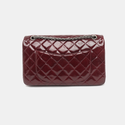 Chanel 2.55 Jumbo Double Flap Burgundy Patent Leather Silver HW 2010