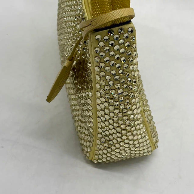 Prada Re-Edition 2000 Mini Yellow Glitter Nylon Shoulder Bag