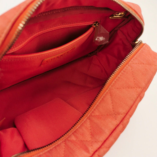 Sold Chanel 2016 Canvas Quilted Small 2.55 Mademoiselle Camera Case Bag Orange