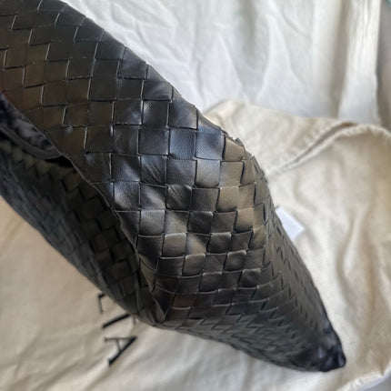 Bottega Veneta Hop Black Intrecciato Leather Maxi Hobo Bag 54cm