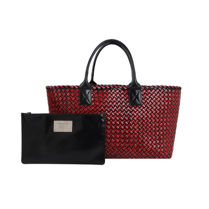 Bottega Veneta Cabat Large Intreccio Burgundy Patent Leather 40cm-Luxbags