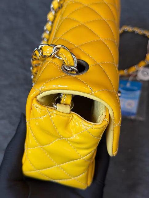 Chanel Classic Flap Rectangular Mini Yellow Patent Leather Silver Hardware, 2014-2015