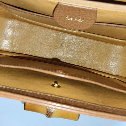 Sold Gucci Bamboo 1947 Top Handle Bag Leather Medium Tan Brown