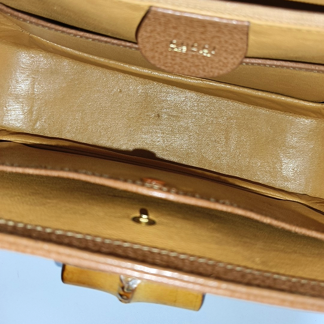 Sold Gucci Bamboo 1947 Top Handle Bag Leather Medium Tan Brown