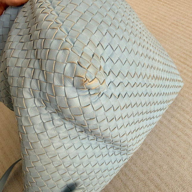 Bottega Veneta Cesta Shopper Tote Intrecciato Blue Leather Medium 40cm