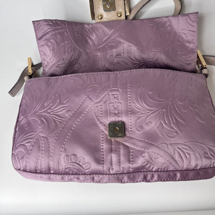 Sold FENDI Baguette Purple Silk with embossed pattern
