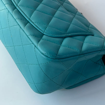 Chanel Classic Flap Mini Turquoise Blue Lambskin Leather Gold Hardware 2014