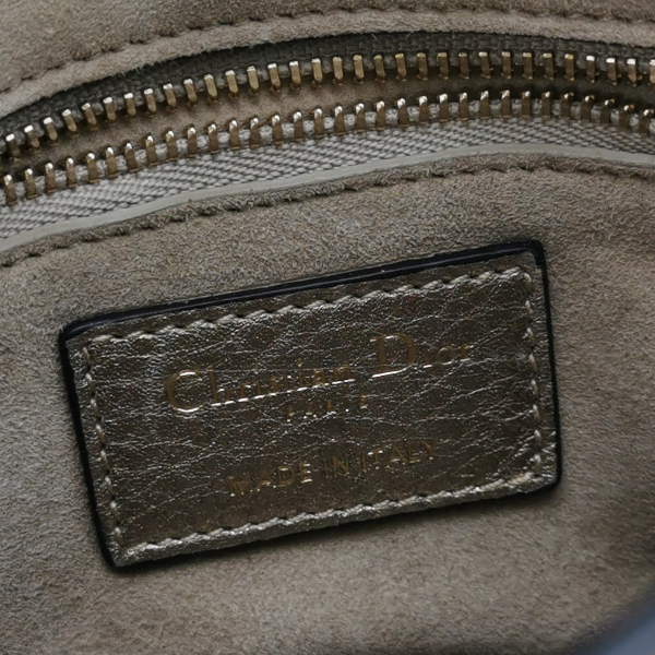 Sold Lady Dior Mini Supple Calfskin Leather Gold Cannage Handbag with Strap