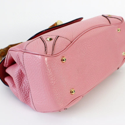 Sold Gucci Bamboo Top Handle Bag Leather Medium Pink Studs