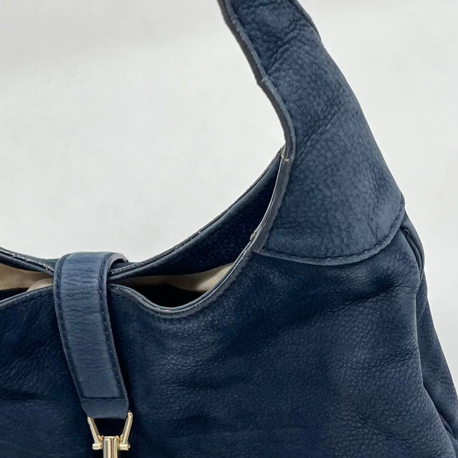Gucci Jackie 1961 Medium Navy Suede Leather Bag