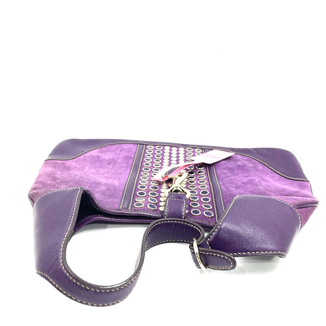 Gucci Jackie Vintage Large Purple Suede Leather Ringlets Decoration