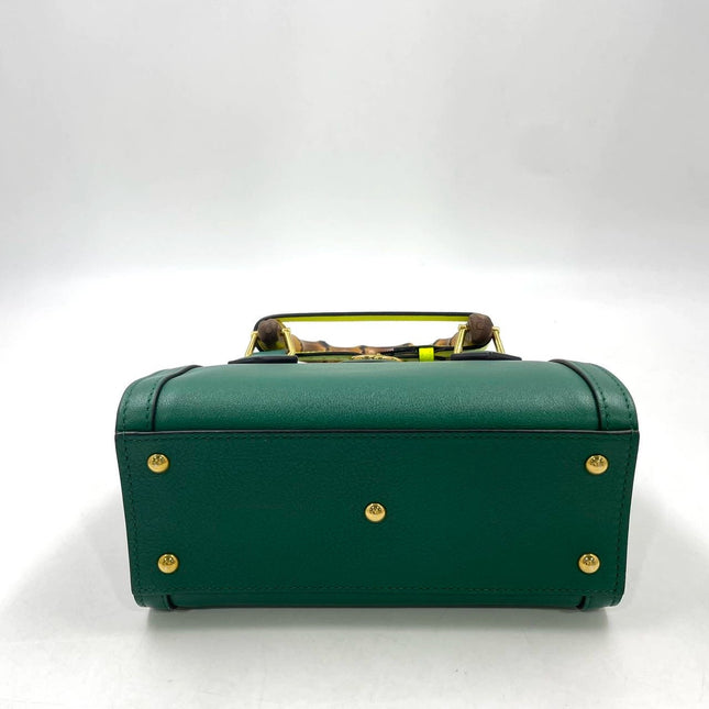 Gucci Diana Mini Green Leather Bag Bamboo Handle with Strap