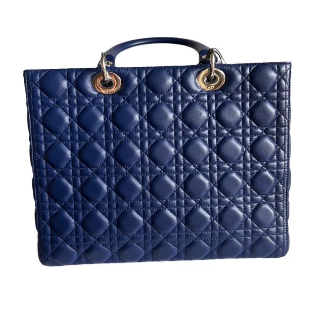 Sold Lady Dior Large Bag Navy Lambskin Cannage Leather