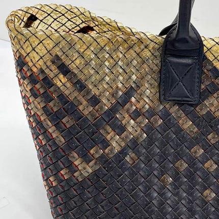 Bottega Veneta Cabat Large Intreccio Black and Transparent Leather and PVC Tote Bag