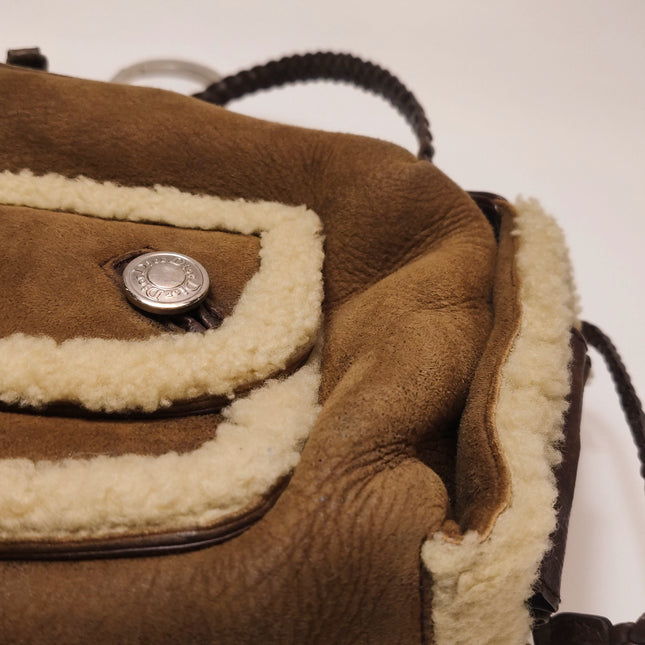 Dior Flight Medium Brown Shearling Leather Shoulder Bag