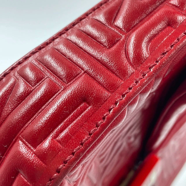 Fendi Baguette 1997 Re-edition 3D Embossed Red Leather Shoulder bag
