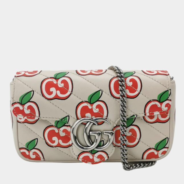 Gucci Marmont Super Mini Flap Leather Bag Valentine's Special Apple Logo-Luxbags