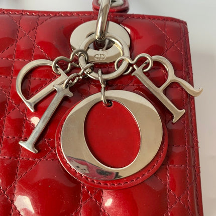 Sold Lady Dior Medium Bag Red Patent Leather