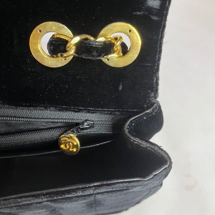 Chanel Classic Flap Maxi Black Velvet Leather Giant Gold CC Logo