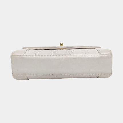Chanel Diana CC Flap Bag Small Vintage White Lambskin Leather with 24k Gold HW, 1989-1991