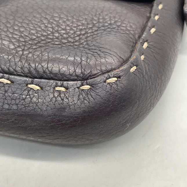 Fendi Baguette Selleria Calfskin Leather Brown Shoulder Bag