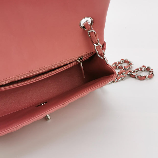 Chanel Classic Flap Mini 2016 Pink Lambskin Leather Silver Hardware