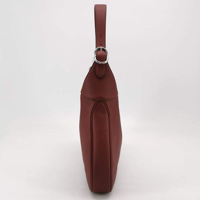 Gucci Jackie 1961 Burgundy Large Pebbled Leather Shoulder Bag with Strap