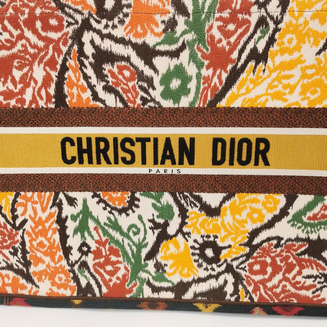 Sold Christian Dior Book Tote Large Multicolour Floral Motif Embroidered Handbag