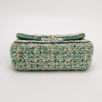 Chanel Classic Flap Mini Rectangular Tweed Green Multicolor Gold Hardware 2018-19