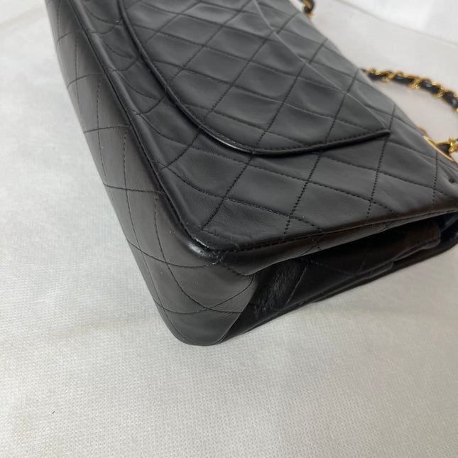 Chanel Classic Flap Vintage Medium Black Lambskin Leather 24k Gold Hardware 1994-1996