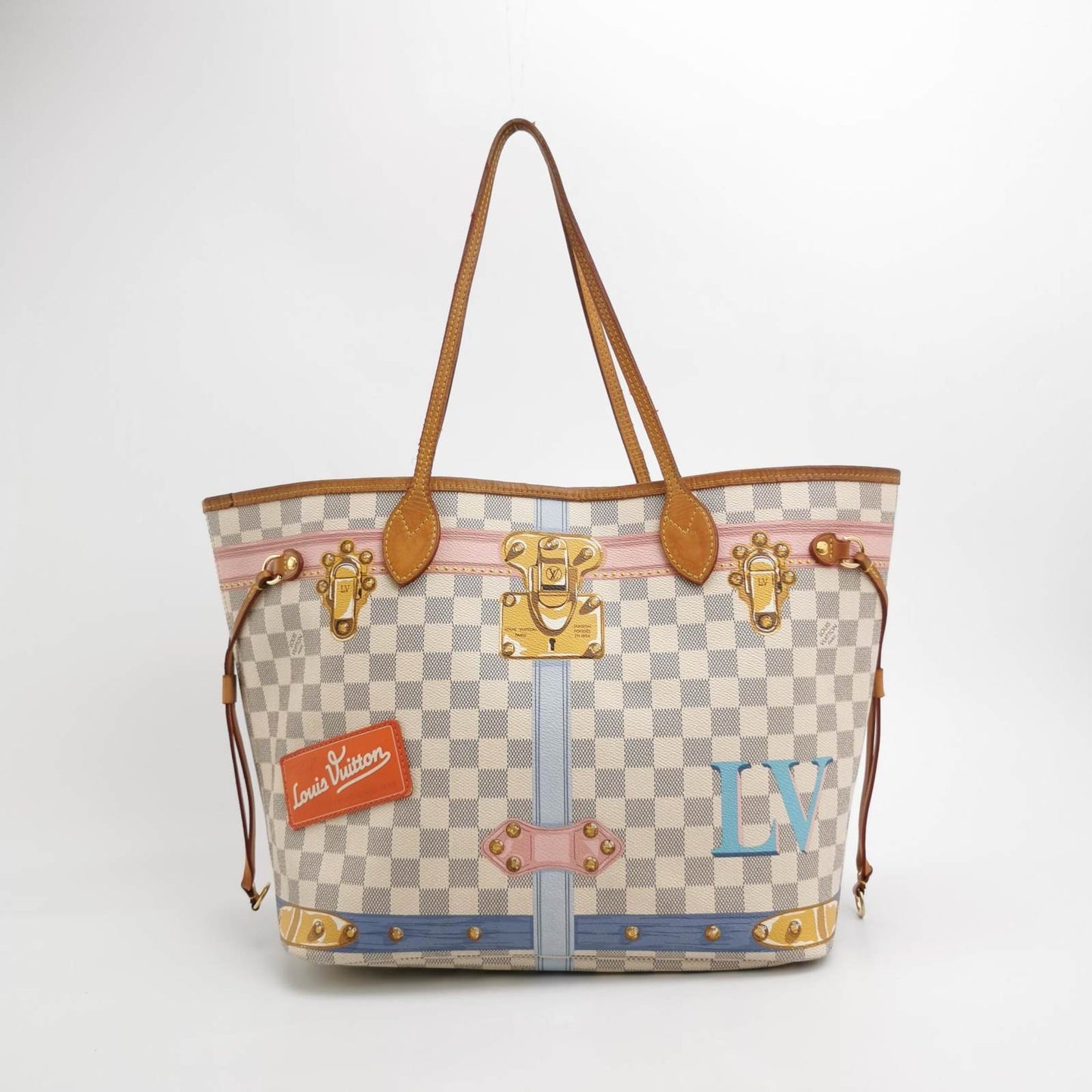 Louis Vuitton Damier Azur Summer Trunks Neverfull MM White