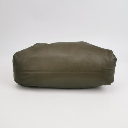 Bottega Veneta Pouch Calfskin Leather Dark Olive Green Large