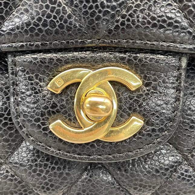 Chanel Classic Flap Medium Black Caviar Leather with 24k Gold Hardware, 2008-2009