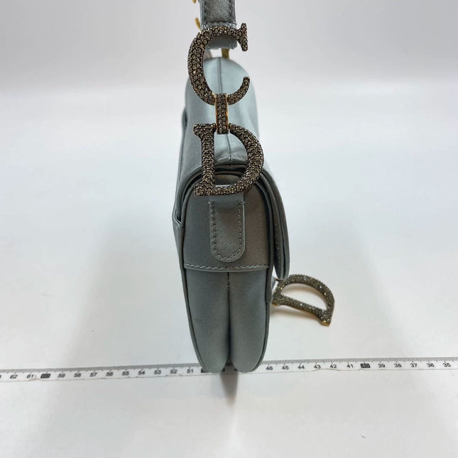 Sold Dior Saddle Mini Silk Greyish Blue with crystals