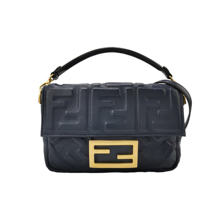 Fendi Baguette Mini Navy Nappa Leather Crossbody Bag-Luxbags
