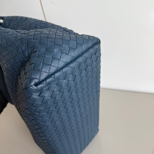 Bottega Veneta Garda Shoulder Bag Intrecciato Nappa Leather Navy Large 33cm