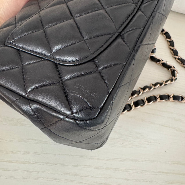 Chanel Classic Flap Rectangular Mini Black Lambskin Leather Gold Hardware