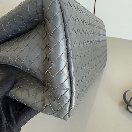 Bottega Veneta Roma Handbag Intrecciato Nappa Leather Grey Small 30cm