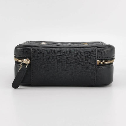 Sold Chanel Filigree Mini Vanity Case 2018 Black Caviar Leather Bag