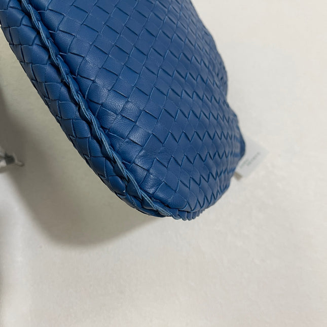 Sold Bottega Veneta Veneta Hobo Medium Blue Intrecciato Leather Bag 47cm