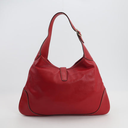 Gucci Jackie Vintage Bouvier Hobo Red Leather with Web Accent