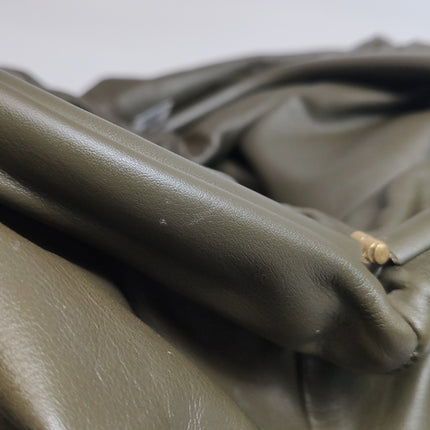 Bottega Veneta Pouch Calfskin Leather Dark Olive Green Large