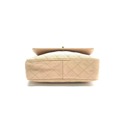 Chanel Medium Camera Case Bag Beige Caviar Leather Gold Hardware