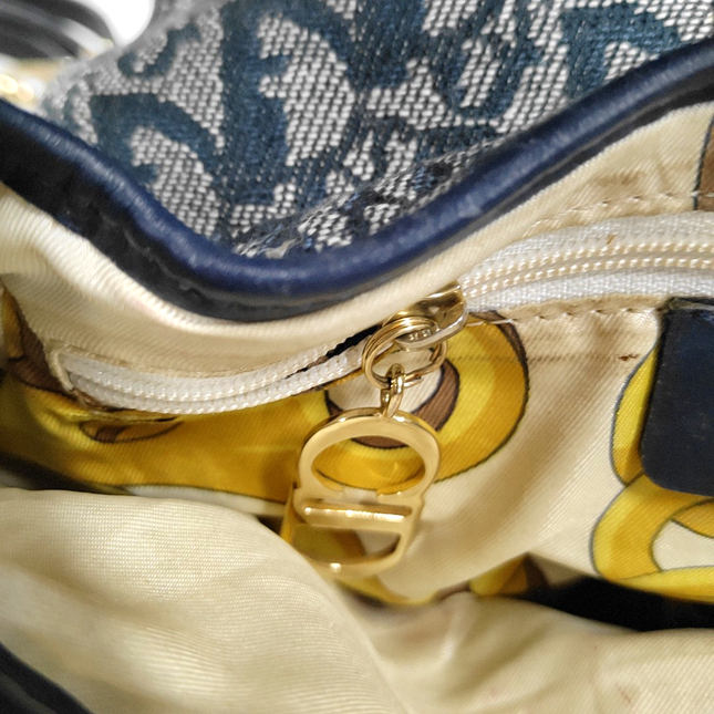 Dior Saddle Vintage Navy Oblique with Multicolor Silk Lining